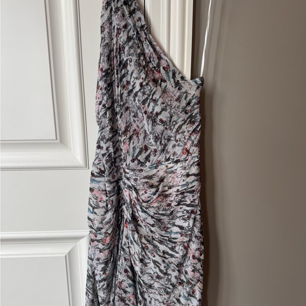 IRO One-Shoulder Dress in Pink and Gray